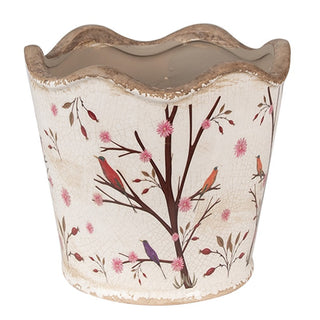 Vaso in ceramica con Ciliegi e Uccelli 16x15 cm