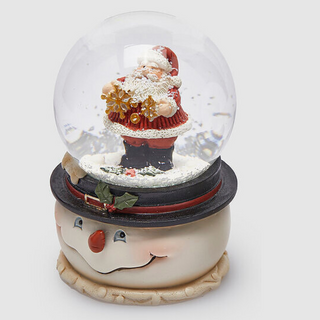 Sfera di Vetro con Babbo Natale e Pupazzi di Neve