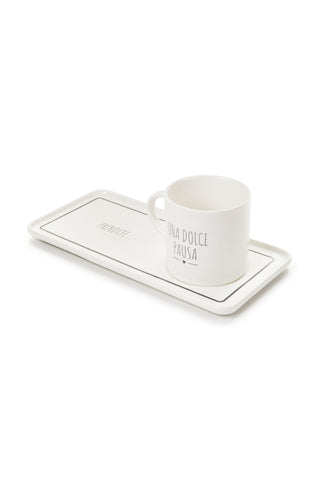 Tazza in Ceramica con Piattino e Scritta
