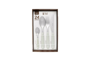 Set 24 posate argento e verde Made in Italy