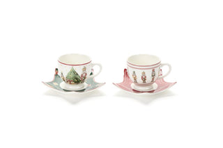 Set 2 tazzine natalizie con piatto stella 80 ml