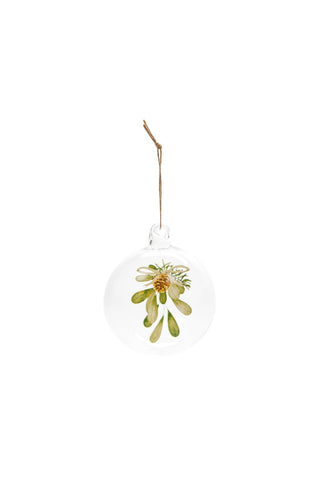 Pallina natalizia dettagli verdi vetro borosilicato