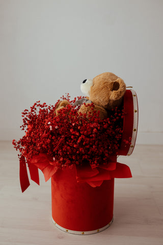Cappelliera in Velluto con Fiori di Gipsofila - San Valentino