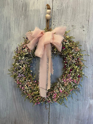 Ghirlanda Fiori Secchi Verde  e Rosa