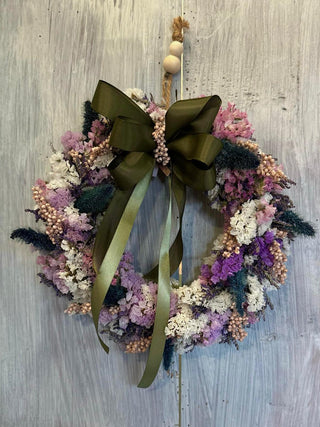 Ghirlanda mix Fiori Secchi e Statice Rosa e Viola