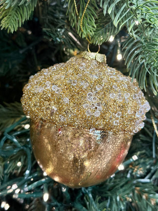 Pallina natalizia ghianda glitter