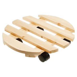 Porta Vaso con Ruote Rotondo in Legno