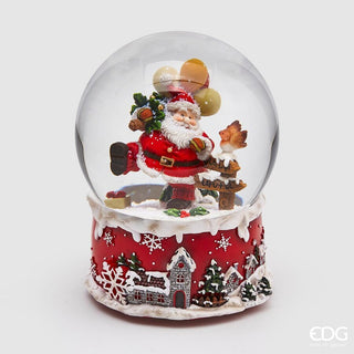 Carillon con Sfera di Vetro con Babbo Natale e Passerotto