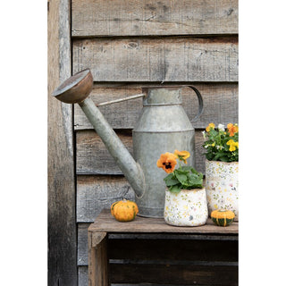 Vaso in Ceramica con Fiorellini Stilizzati 14x12 cm