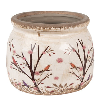 Vaso in ceramica con Ciliegi e Uccelli 12x10 cm