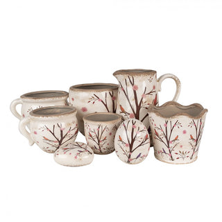 Vaso in Ceramica con Ciliegi e Uccelli 14x14 cm