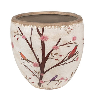 Vaso in Ceramica con Ciliegi e Uccelli 13x11 cm