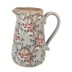 Brocca in Ceramica con Rosa e Grigia