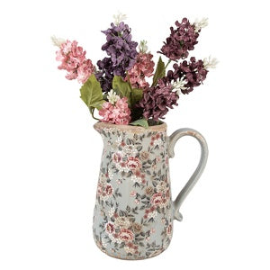 Brocca in Ceramica con Rosa e Grigia
