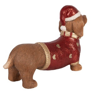Statuetta Decorativa Natalizia Bassotto Maglione Rosso