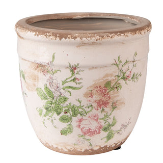 Vaso in Ceramica con Rose Vintage 15x14cm