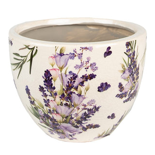 Vaso in Ceramica con Lavanda e Fiorellini 11x9 cm