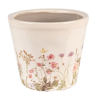 Vaso ceramica con fiorellini rosa 12x10cm