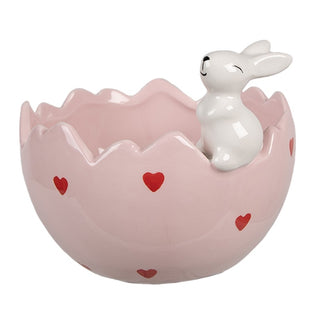 Vasetto in Ceramica con Cuoricini e Coniglietto