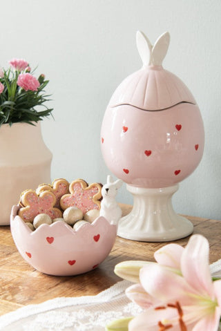 Vasetto in Ceramica con Cuoricini e Coniglietto