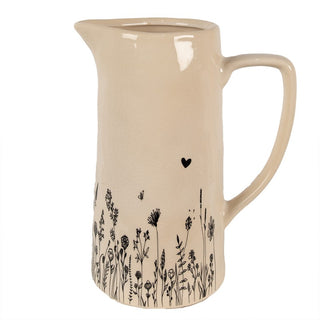 Brocca in Ceramica con Fiori b&w