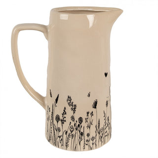 Brocca in Ceramica con Fiori b&w
