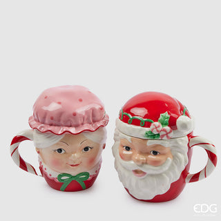 Set di due Tazze in ceramica Mamma e Babbo Natale