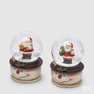 Sfera di Vetro con Babbo Natale e Pupazzi di Neve Piccola
