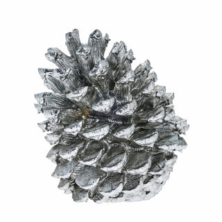 Decorazione Pigna Argento con Led 30,5 cm