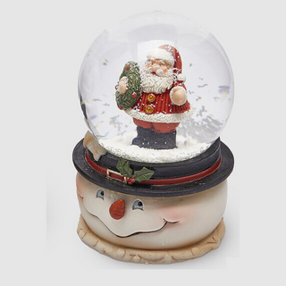 Sfera di Vetro con Babbo Natale e Pupazzi di Neve Piccola
