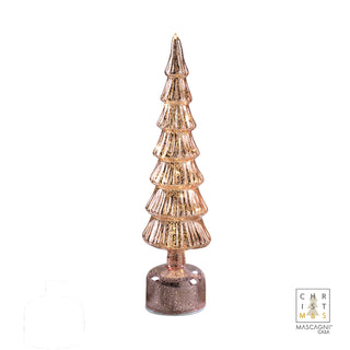 Abete in Vetro con Base Girevole e Luci Led