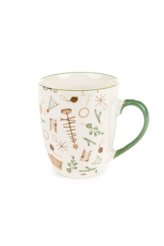 Tazza in porcellana bianca e verde