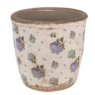 Vaso in Ceramica con Fiori Blu 14x13 cm