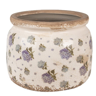 Vaso in Ceramica con Fiori Blu 20x15 cm