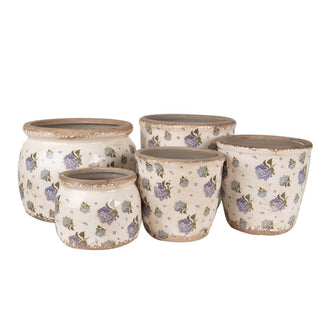 Vaso in Ceramica con Fiori Blu 20x15 cm