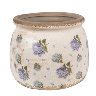 Vaso in Ceramica con Fiori Blu 16x13 cm