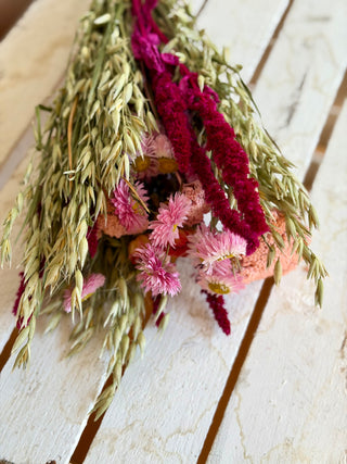 Mazzo di Fiori Secchi Rosa e Fucsia