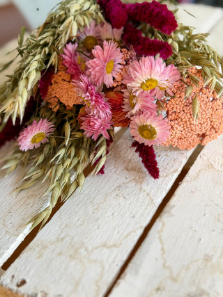 Mazzo di Fiori Secchi Rosa e Fucsia