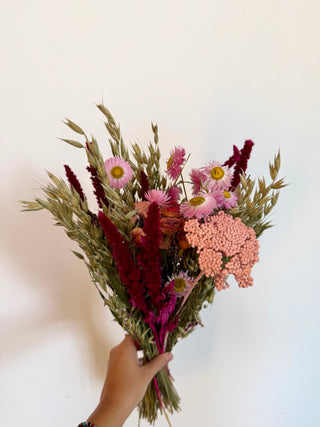 Mazzo di Fiori Secchi Rosa e Fucsia