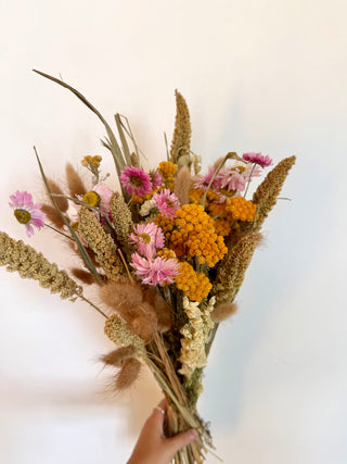 Mazzo di Fiori Secchi Rosa e Giallo