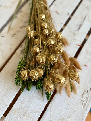 Mazzo di Nigella Dorata con Graminacee Essiccate