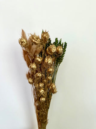 Mazzo di Nigella Dorata con Graminacee Essiccate