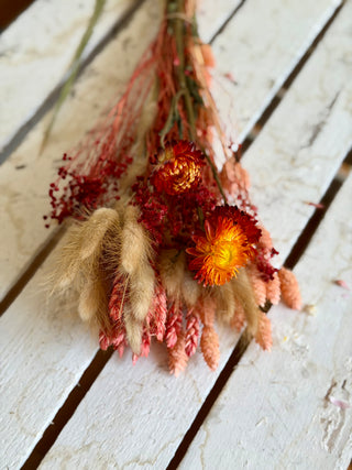 Mazzo di Fiori Secchi Rosso e Arancione