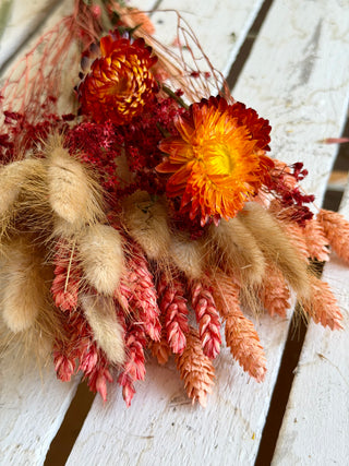 Mazzo di Fiori Secchi Rosso e Arancione