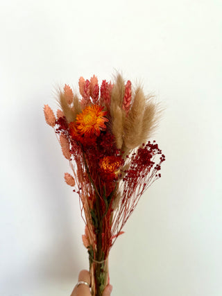 Mazzo di Fiori Secchi Rosso e Arancione