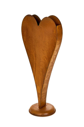 Cuore decorativo in metallo con piedistallo