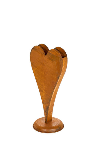 Cuore decorativo in metallo con piedistallo