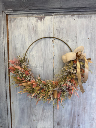 Ghirlanda Fiori Secchi Verde e Rosa