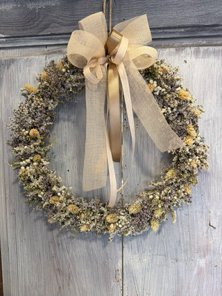 Ghirlanda Fiori Secchi Bianca e Beige