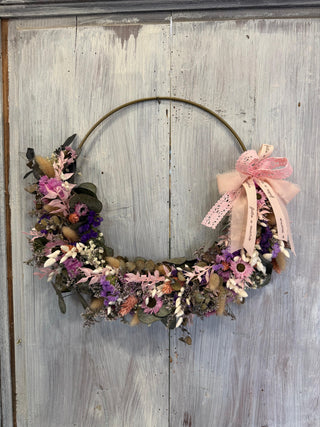 Ghirlanda Fiori Secchi Lilla e Rosa